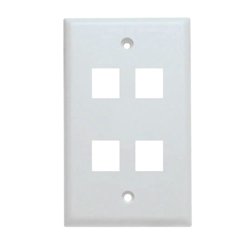 FLUSH WALL PLATE 4 PORT Wht ID 25 PACK