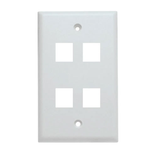 Bass Computers, Inc. - 021161 - Flush Wall Plate 4 Port Whit