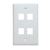 FLUSH WALL PLATE 4 PORT Wht ID 25 PACK